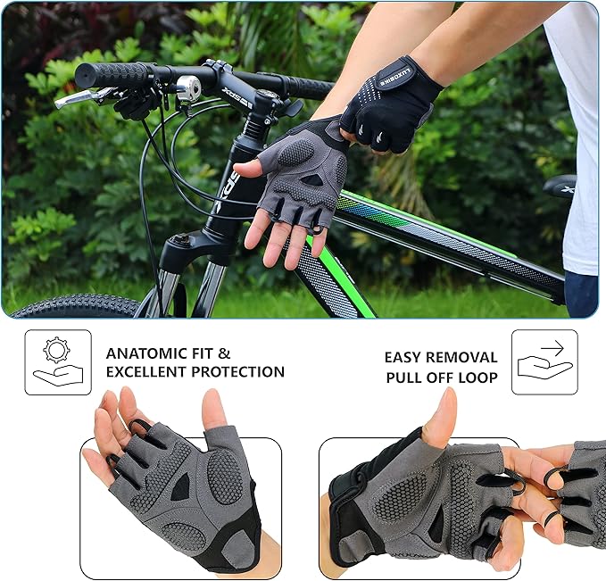 Cycling Gloves Mountain Bike for Men – Shock Absorbing SBR Gel Padded – Anti Slip Palm – Ultra Breathable – Specialized for Mens Bicycling, Biking, MTB Biker, Road Bicycle Riding