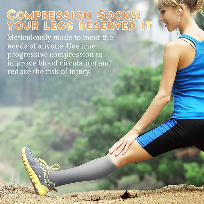 Compression Socks for Women & Men 15-20 mmHg, Best for Medical, Nursing, Running, Athletic, Varicose Veins, Travel