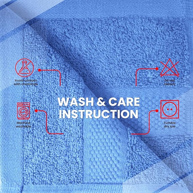 Infinitee Xclusives Luxury Wash Cloths for Showering [13x13] – 100% Cotton Washcloths [Pack of 4], Soft and Absorbent Face Towels for Bathroom Wash Clothes, Gym, and Spa (Eloquent Blue)