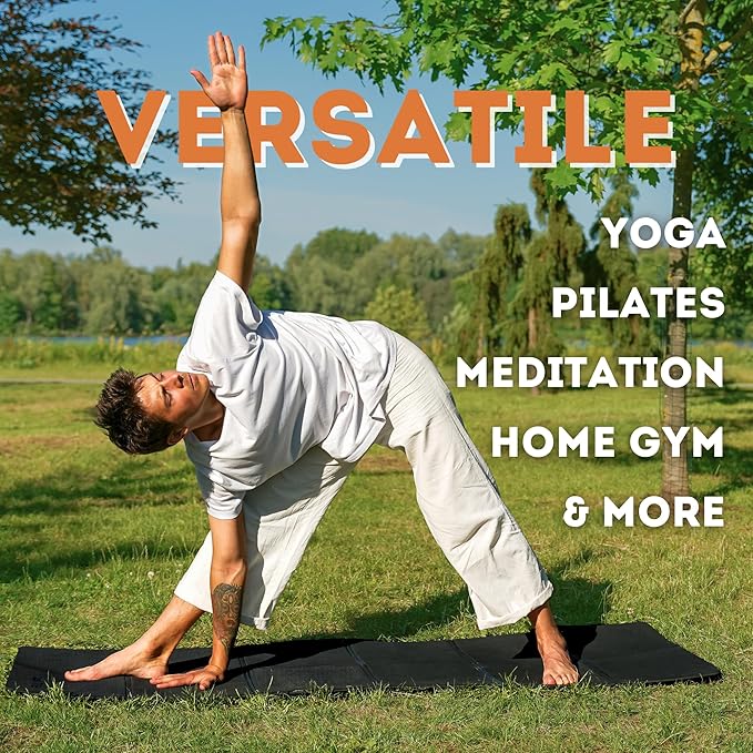 Polyfit Foldable Yoga Mat for Travel and Home Workouts - 7mm Thick - Lightweight, Packable, and Easy to Store - Folding Workout Mat for Women & Men - For Stretching, Yoga & Pilates