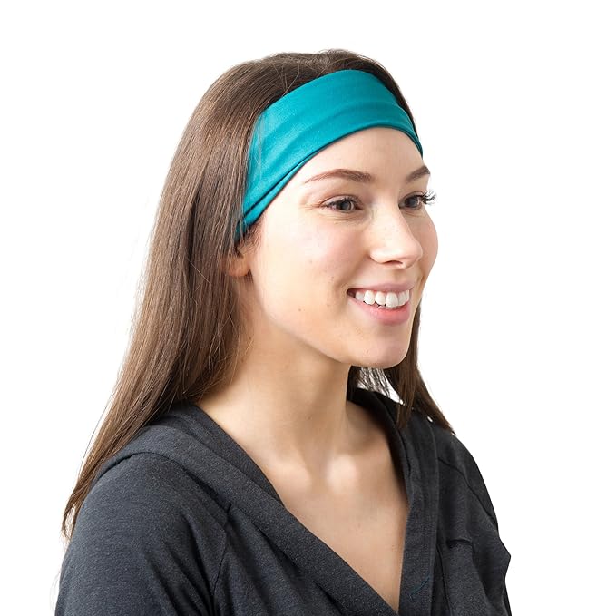 RiptGear Stretch Sport Headband for Women (Solid Teal) — Made of Non-Slip Sweat Wicking Fabric — Great for Yoga, Running or The Gym — Soft Headband Fits Most Head Sizes — (1-Pack)