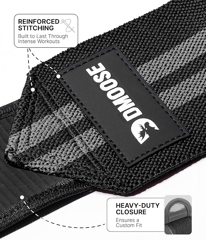 DMoose Fitness Elbow Wraps for Weightlifting (Pair) 40" Adjustable Brace for Joint Support, Pain Relief & Tendonitis - Elbow Straps for Weight Lifting, Bench Press & Gym Workouts, Band for Men & Women