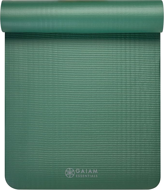 Gaiam Essentials Thick and Thin Yoga Mat Fitness & Exercise Mat with Easy-Cinch Carrier Strap