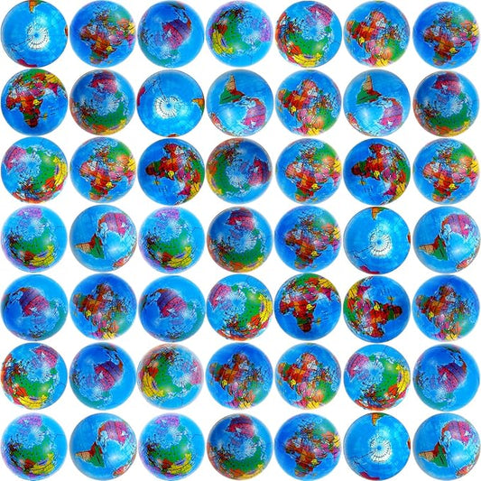 96 Pcs Globe Squeeze Balls Bulk,2 inch Earth Stress Relief Balls,Soft Foam Stress Ball Toy for Finger Exercise, Foam Squeezable Balls Classroom School Office Party Favors