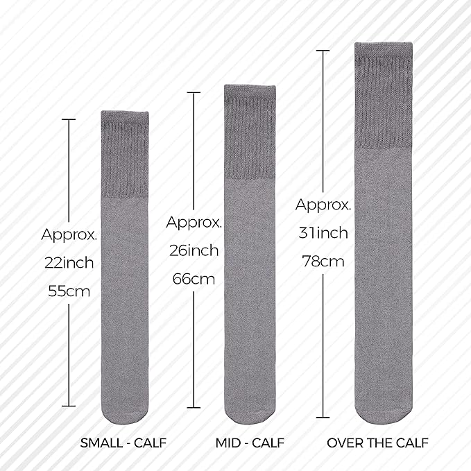 Diamond Star Men's 6 Pack Athletic Tube Socks Running Sports OVER THE CALF Full Cushioned Premium Soft Cotton Big and Tall