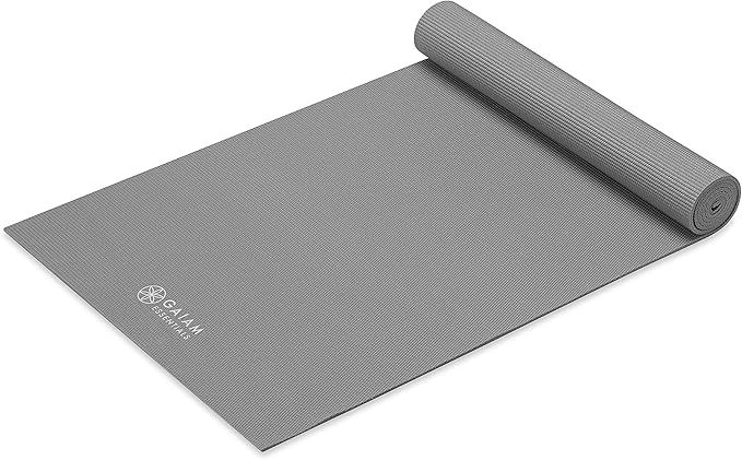 Gaiam Essentials Thick and Thin Yoga Mat Fitness & Exercise Mat with Easy-Cinch Carrier Strap