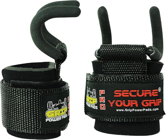 Weight Lifting Rod Hooks Heavy Duty Wrist Wraps Power Weight Lifting Training Gym Grips Straps Set of 2