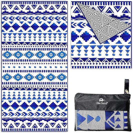 Elite Trend Quick Dry Towel Extra Large 78x35 Inch - Microfiber Beach Towel - Perfect for Beach, Travel, Swimming, Pool, Yoga, Hiking, Camping - Lightweight, Fast Drying, Compact for Adults (Aztech)