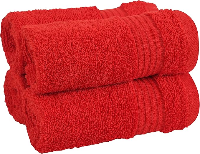 Cotton Paradise 100% Cotton Turkish Washcloth Set for Bathroom, 4 Piece Soft Absorbent Small Hand Face Towels Wash Rags, Red