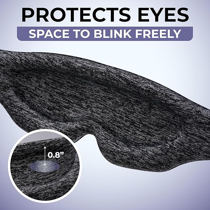 Sleep Mask for Side Sleepers – Exclusively Designed for Menopause, Insomnia, and Sleep Disorders, Light Blocking 4D Eye Mask with Adjustable Fit, Includes Earplugs & Travel Pouch