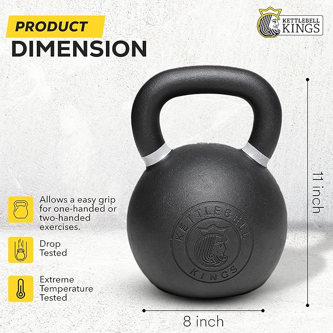 Kettlebell Kings Powder Coated Kettlebell Weights - 9-97 lb Strength Training Kettlebells for Men and Women - Hand Weights Workout Gym Equipment - Weights Set for Home Gym- New
