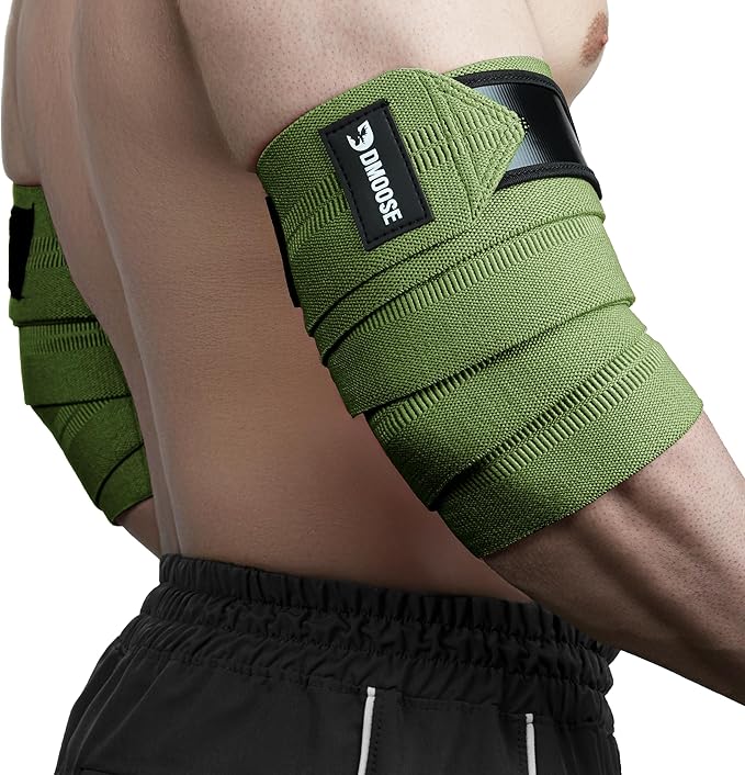 DMoose Fitness Elbow Wraps for Weightlifting (Pair) 40" Adjustable Brace for Joint Support, Pain Relief & Tendonitis - Elbow Straps for Weight Lifting, Bench Press & Gym Workouts, Band for Men & Women