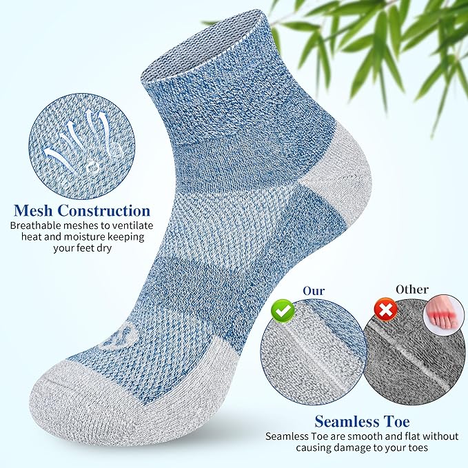 Diabetic Socks for Men,6 Pairs Ankle Mens Diabetic Socks,Diabetic Neuropathy Socks for Men 9-12