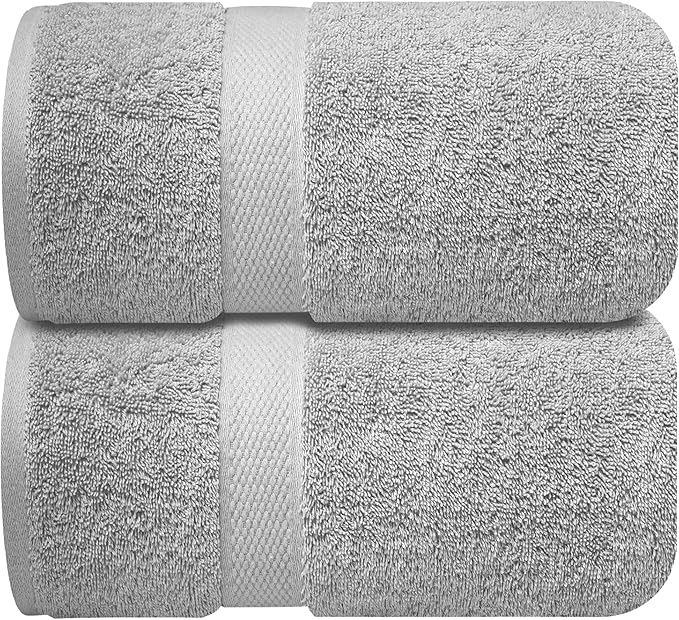 Infinitee Xclusives– Luxury Bath Sheets Towels – 2 Pack 600 GSM (35X70 Inches)– 100% Ring Spun Cotton Large Bath Towels for Bathroom (Charming Grey, Bath Sheet Pack of 2)