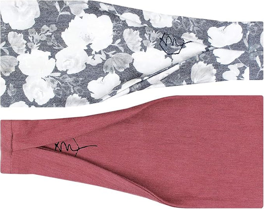 Maven Thread Headbands for Women - Wide Sports Headband for Running, Exercise, Gym, Athletic Workouts and Yoga, 4" Thick Non-Slip Sweatbands, 2Pack