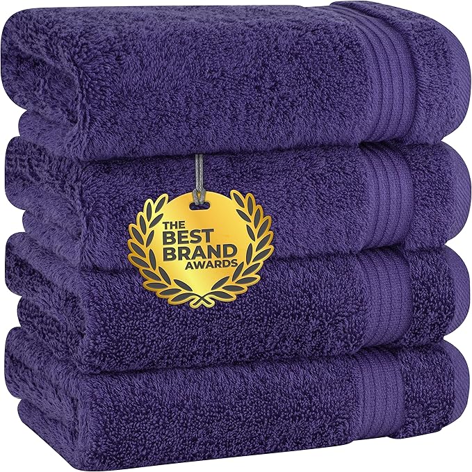 Cotton Paradise Hand Towels for Bathroom, 100% Cotton Turkish 4 Piece Hand Towel Set, Soft Absorbent Face Towels, Purple Hand Towels