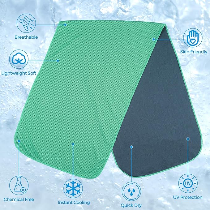 Cooling Towels for Neck and Face - Microfiber Chilly Towel Yoga Towel for Men or Women Ice Cold Towels for Yoga Gym Travel Camping Golf Football & Outdoor Sports