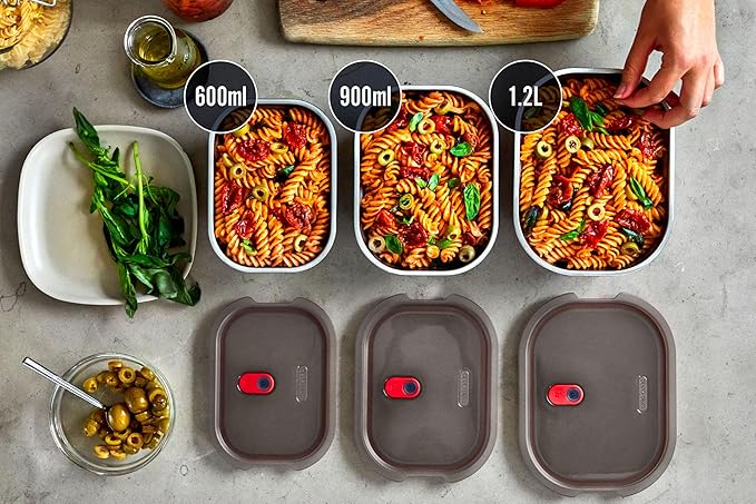 BLACK + BLUM Lunch Bowl Mixed Set - Reusable Meal Prep Containers for Picnic & Camping - Microwavable Stainless Steel Lunch Dinner Food Storage Box - Leak Proof Lid - Dishwasher Oven Safe - 20/30/40oz