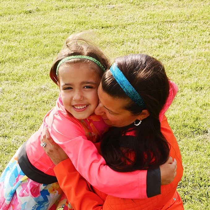 Sweaty Bands Womens Girls Headband - Non-Slip Velvet-Lined Fitness Sparkle Hairband - Viva Diva Turquoise 1-Inch