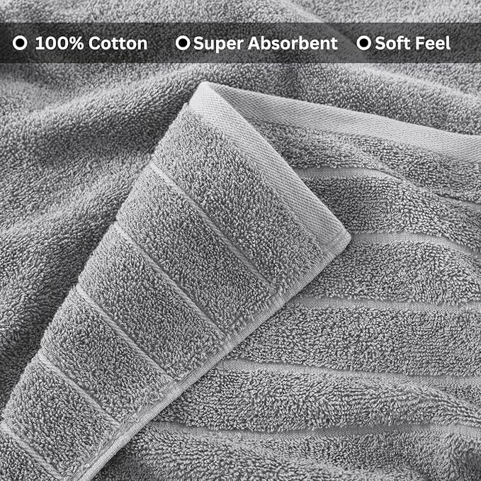 Casa Platino Bath Sheets 2 Pack (36"x 72"), 100% Ring Spun Cotton Bathroom Towels, Soft, Absorbent, Quick Drying - Ultimate Grey