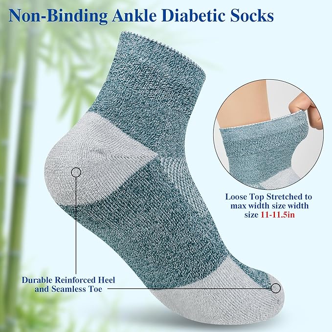 Diabetic Socks for Men,6 Pairs Ankle Mens Diabetic Socks,Diabetic Neuropathy Socks for Men 9-12