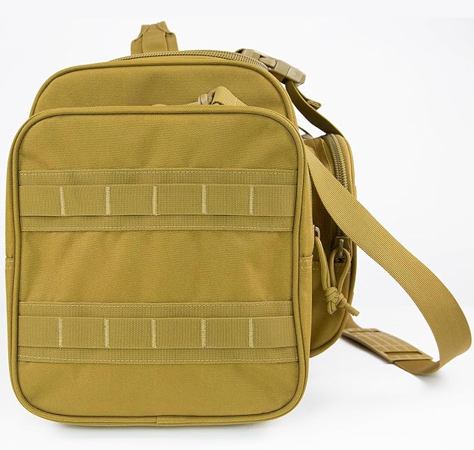 Duffel Bag – Heavy Duty Tactical Gym Bag for Men, Splashwater-Proof Weekender Travel Bag for Basketball, Football, Soccer, Hiking, and Hunting (Khaki)