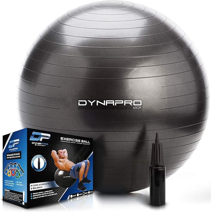 DYNAPRO Exercise Ball Extra Thick Eco-Friendly & Anti-Burst Material Supports over 2200lbs, Stability Ball for Home, Yoga, Gym, Birthing, Physio, Swiss, Physical Therapy or Pregnancy