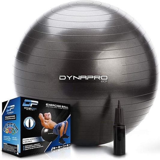 DYNAPRO Exercise Ball Extra Thick Eco-Friendly & Anti-Burst Material Supports over 2200lbs, Stability Ball for Home, Yoga, Gym, Birthing, Physio, Swiss, Physical Therapy or Pregnancy