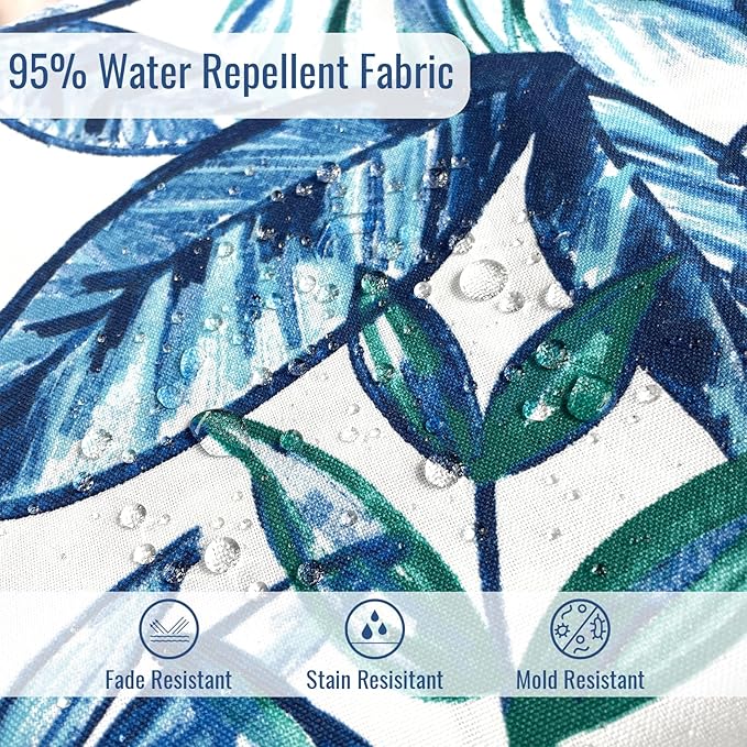 Tufted Bench Cushion for Outdoor Furniture, Patio Swing Cushion 44 x 19 x 5 Inch, Overstuffed Outdoor Chair Cushion for Garden Loveseat Lounge Storage, 1 Pack, Leaves Ink Blue