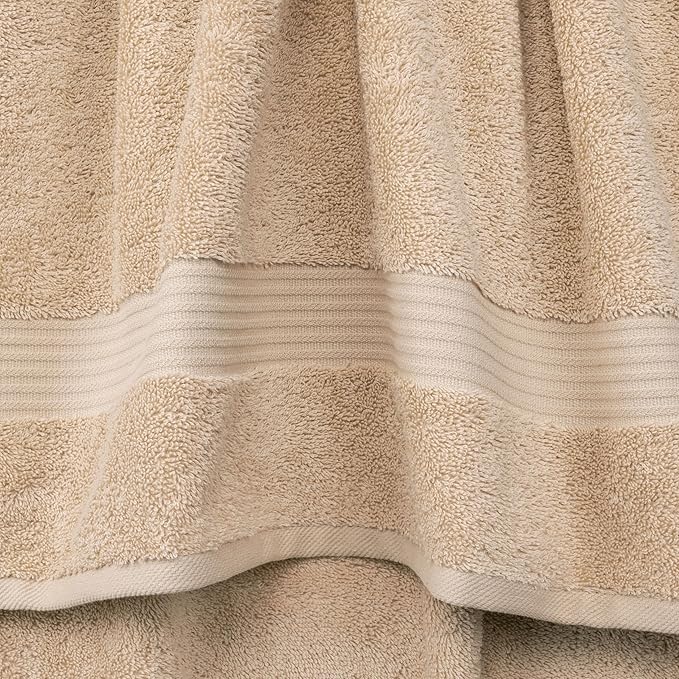 Cotton Paradise 4 Piece Turkish Bath Towels for Bathroom, Extra Large Soft Plush Towels Bathroom Set, Beige