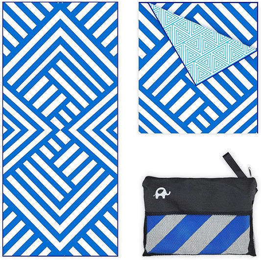 Elite Trend Quick Dry Towel Extra Large 78x35 Inch - Microfiber Beach Towel - Perfect for Beach, Travel, Swimming, Pool, Yoga, Hiking, Camping - Lightweight, Fast Drying, Compact for Adults (Maze)