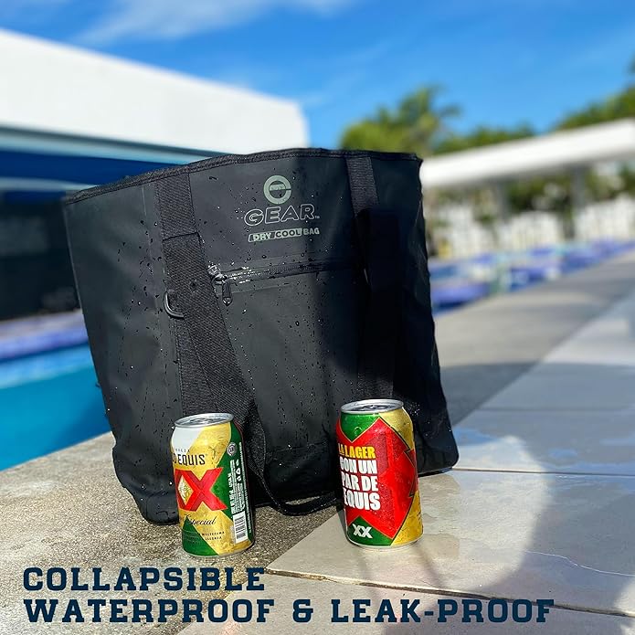 Dry Bag Cooler Tote – Collapsible, Waterproof and Leak-Proof Soft Sided Cooler Bag - Pool, Beach - 20 or 36 Cans