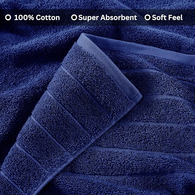 Casa Platino Oversized Bath Sheet Towels, 4 Pack Bath Sheet(36"x 72"), 100% Ring Spun Cotton Bath Sheets, Highly Absorbent Bath Sheet Towels, Quick Dry Bath Towels, Luxury Bath Sheet - Navy