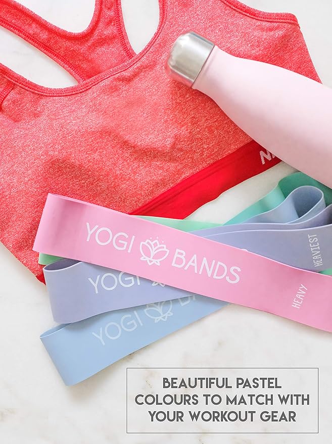 XNM Creations Yogi Bands - Loop Resistance Bands for Working Out, Fitness and Yoga Exercise – Set of 5 Pastel Exercise Bands