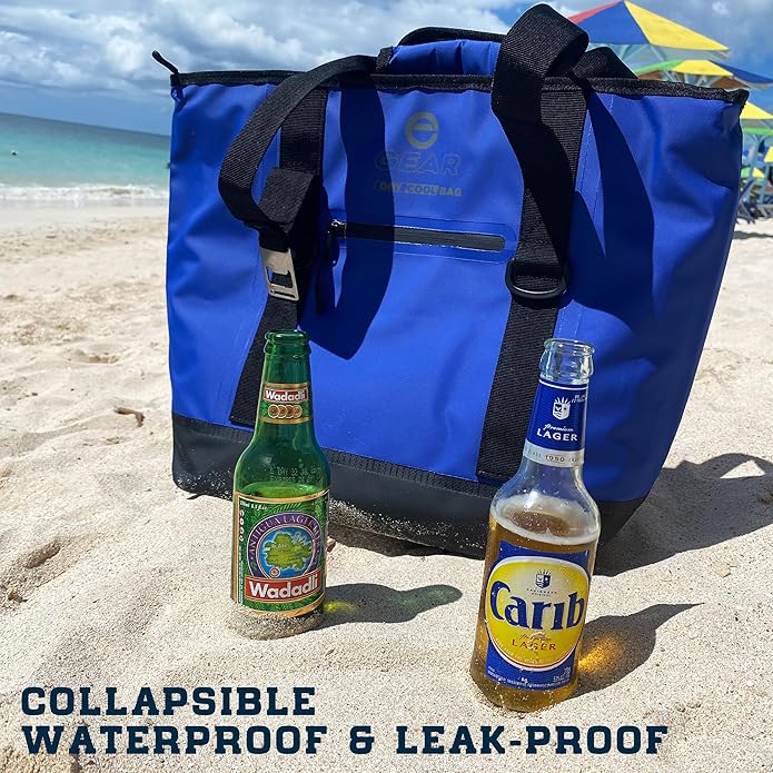 Dry Bag Cooler Tote – Collapsible, Waterproof and Leak-Proof Soft Sided Cooler Bag - Pool, Beach - 20 or 36 Cans