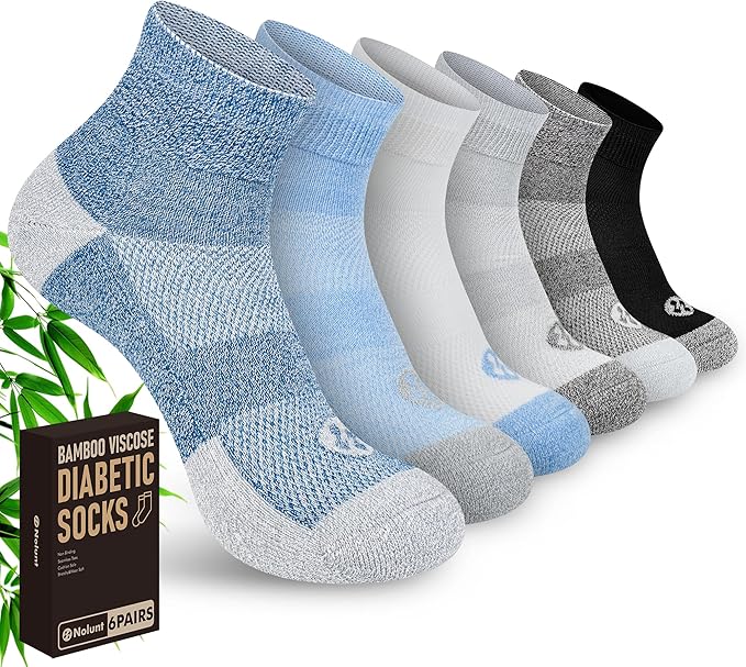 Diabetic Socks for Men,6 Pairs Ankle Mens Diabetic Socks,Diabetic Neuropathy Socks for Men 9-12