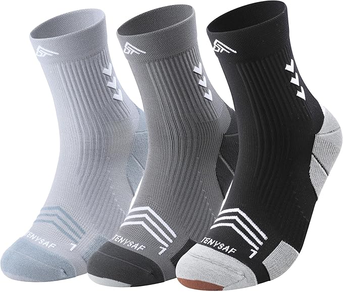 Compression Sport Running Socks: Athletic Crew Socks for Men Women Cycling Hiking Basketball Work,3 Pairs