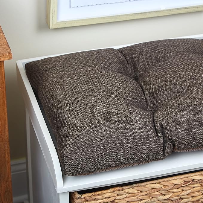 Klear Vu The Gripper Omega Non-Slip Tufted Bench Cushion for Indoor Furniture, Entryway Storage, Bay Window, Corner Nook or Piano Seat, 33 Inches, 05 Chestnut