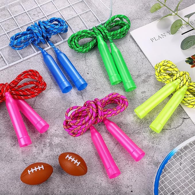 Aneco Colorful Jump Rope Bulk Exercise Equipment 7.2 Feet Nylon Jump Rope Colored Rope for Outdoor Fun Exercise Fitness Activity Party Favors