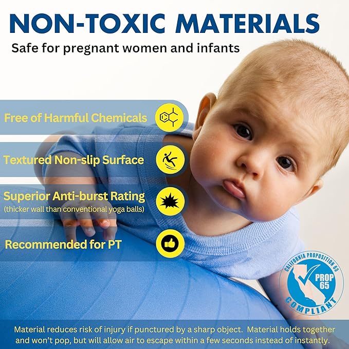 ProBody Pilates Pregnancy Ball - Yoga Ball for Pregnancy with Book, Prenatal, Labor & Postnatal Maternity Exercise