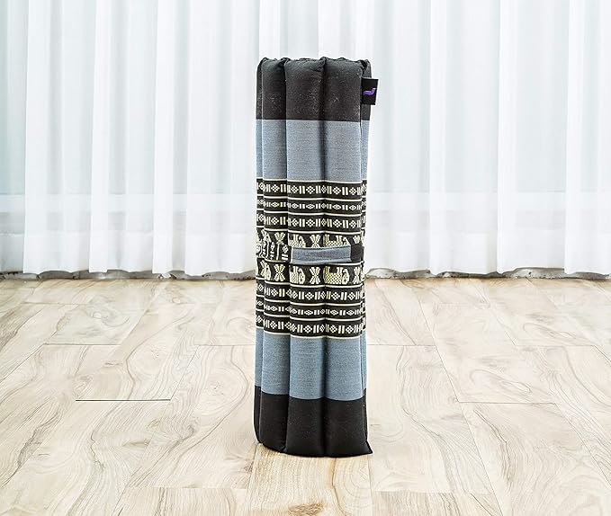 Leewadee Meditation Cushion Set – 1 Small Zafu Yoga Pillow and 1 Small Roll-Up Zabuton Mat Filled with Kapok