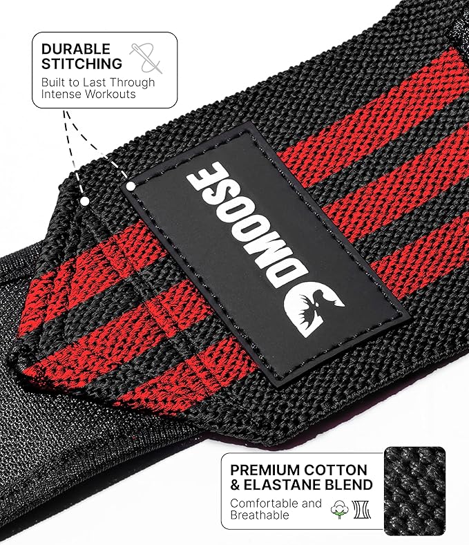 DMoose Fitness Elbow Wraps for Weightlifting (Pair) 40" Adjustable Brace for Joint Support, Pain Relief & Tendonitis - Elbow Straps for Weight Lifting, Bench Press & Gym Workouts, Band for Men & Women