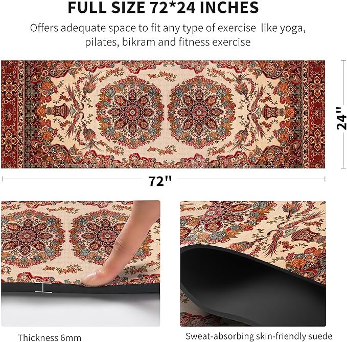 nuveti Yoga Mat Print Extra Thick TPE Non Slip Fitness Exercise Mat with Carrying Bag,72"x24" Extra Thick 6MM Exercise & Workout Mat for Yoga, Pilates Fitness and Floor Exercises