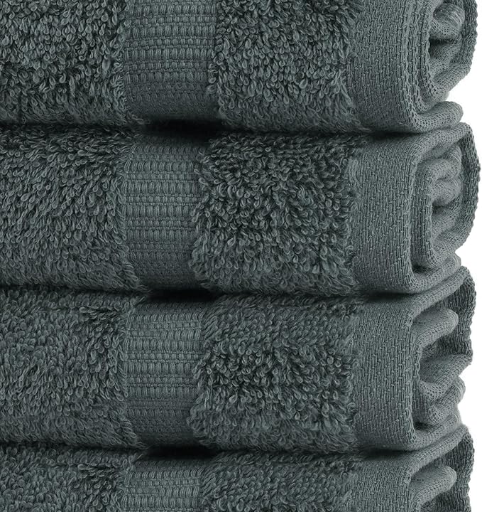 Chakir Turkish Linens | Hotel & Spa Quality 100% Cotton Premium Turkish Towels | Soft & Absorbent (12-Piece Washcloths, Dark Gray)