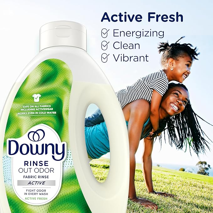 Downy Rinse Laundry Odor Remover, Active Fresh Scent, 62 FL OZ, Fabric Softener and Laundry Odor Removal Rinse