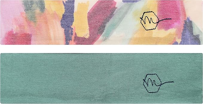Maven Thread Women's 2" Wide Non Slip Sweat-Wicking Headband for Exercise and Yoga, 2-Pack
