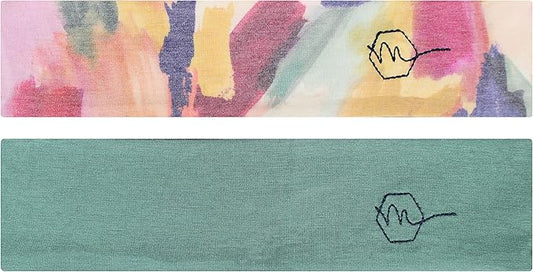 Maven Thread Women's 2" Wide Non Slip Sweat-Wicking Headband for Exercise and Yoga, 2-Pack