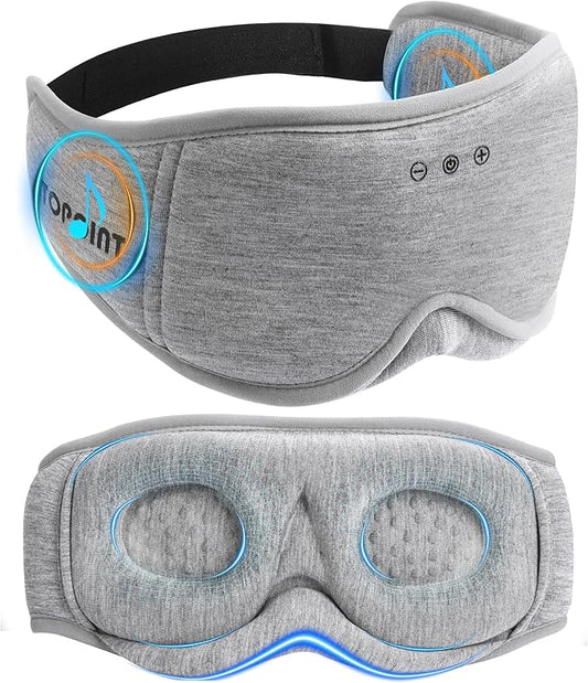 Sleep Mask with Headphones Bluetooth 5.4, TOPOINT 3D Eye Mask Blackout with Soft Bamboo Cotton for Side Sleepers Women Men, Sleep Headphones Earphones HD Speaker Microphone for Travel Meditation Gift