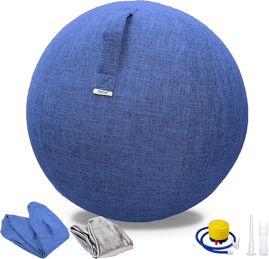Exercise Ball Chair with Fabric Cover, Standard Size (25inches/65cm), for Home Offices, Balance Training, Yoga Ball