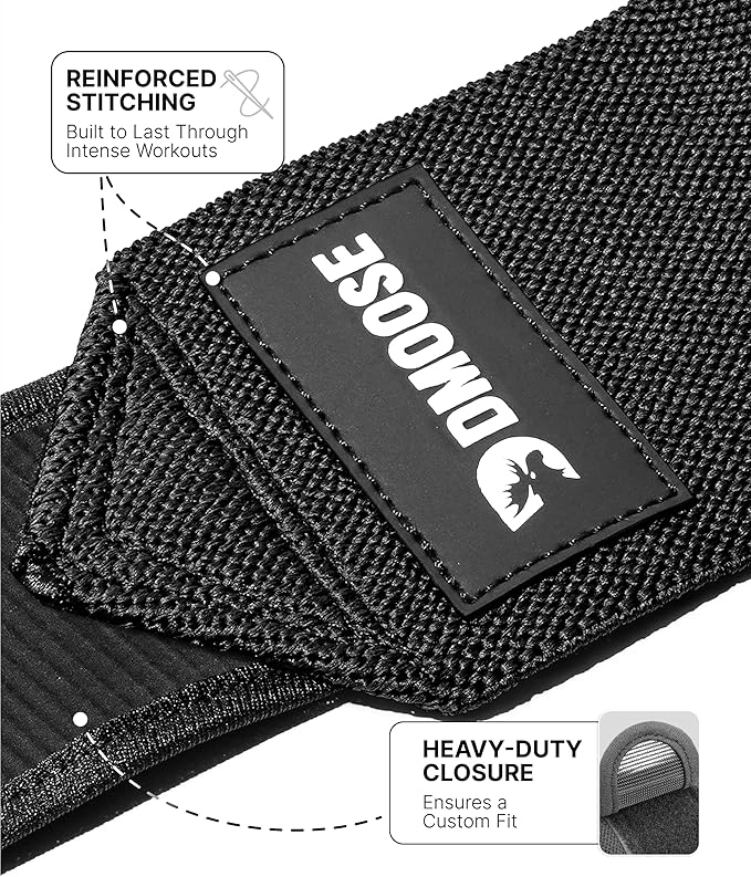 DMoose Fitness Elbow Wraps for Weightlifting (Pair) 40" Adjustable Brace for Joint Support, Pain Relief & Tendonitis - Elbow Straps for Weight Lifting, Bench Press & Gym Workouts, Band for Men & Women